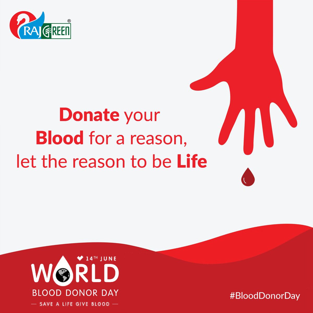 Rajgreengroup's tweet photo. Every three seconds someone needs blood and your donation can help save a life. This World Blood Donor Day, pledge to be a donor and be hero.

#WorldBloodDonorDay #BloodDonorDay #DonateBlood #BloodDonation #Rajgreeninfrastructure https://t.co/h51RHtiZc9