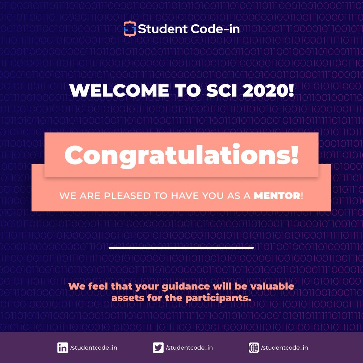 swarnimashukla5's tweet photo. Hello everyone , 

I am happy to announce that I have been selected as a #Mentor in  StudentCode-in 2020.

Looking forward to connect with all participants and help in technical and people skills. 

 #scodein #studentcodein #sci #OpenSource #selected #MSFTStudentPartner #github https://t.co/rWh0WrxDFL