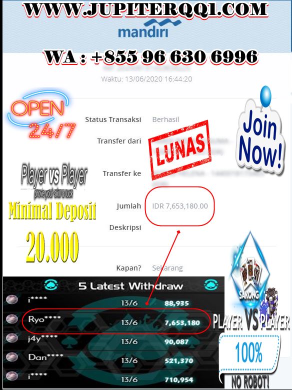 JupiterqqO's tweet photo. #pokerOnline #situsonline #PecintaPoker #jupiterqq #tembakikan #sakong #domino #sabungayam #situspokeronline #situspoker #cewabg #sexy #hot #aduqq #togel #bola #sepakbola #poker #slot #stayhome #corona #covid19 #bali #indonesia #pokermania #bandarq #roulette #jawa #jakarta #papua https://t.co/S6LT79eEKt