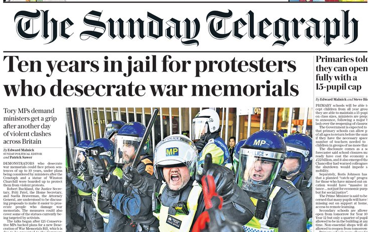 Femi_sorry's tweet photo. The country asked for real legal changes to protect millions of people living in the UK from systemic racism.

The government has responded with legal changes to protect statues of white supremacists who've been dead for 60 years.
#BlackLivesMatterUK https://t.co/VdZSdiKSO0