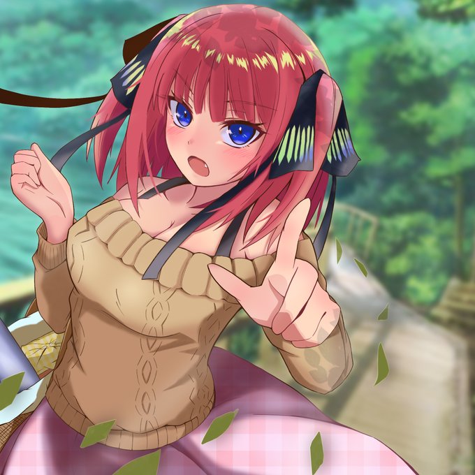 佐倉もちさんがTwitterに投稿した中野二乃(五等分の花嫁)のイラスト。