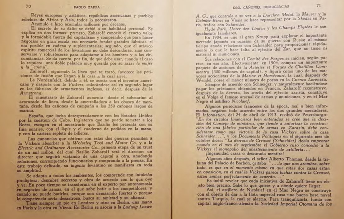 39- Zaharoff y su muestrario de armas ..submarinos, cañones, obuses y ametralladoras ....