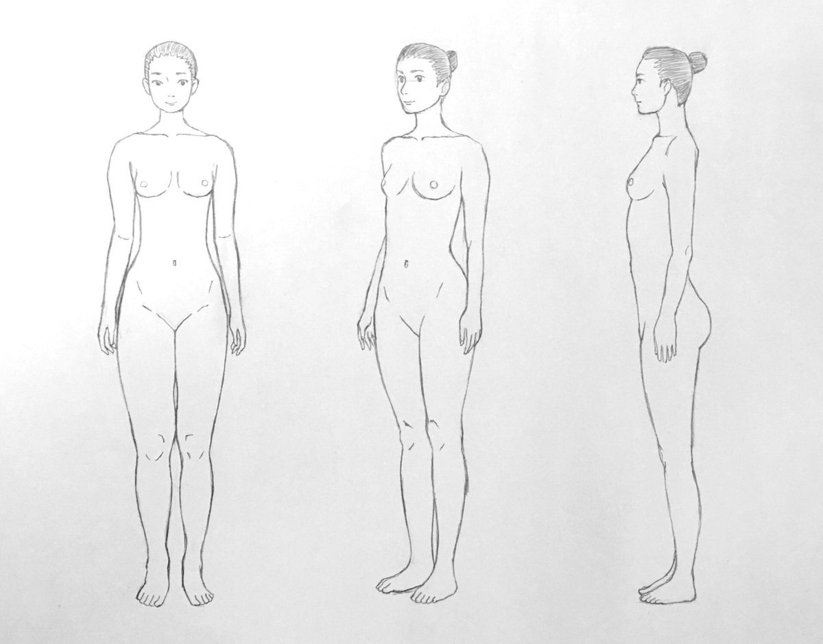 ゆーり Labo Na Twitterze 女性三面図 人体クロッキー 模写 絵描きさんと繋がりたい アナログ絵描きさんと繋がりたい 漫画家志望さんと繋がりたい