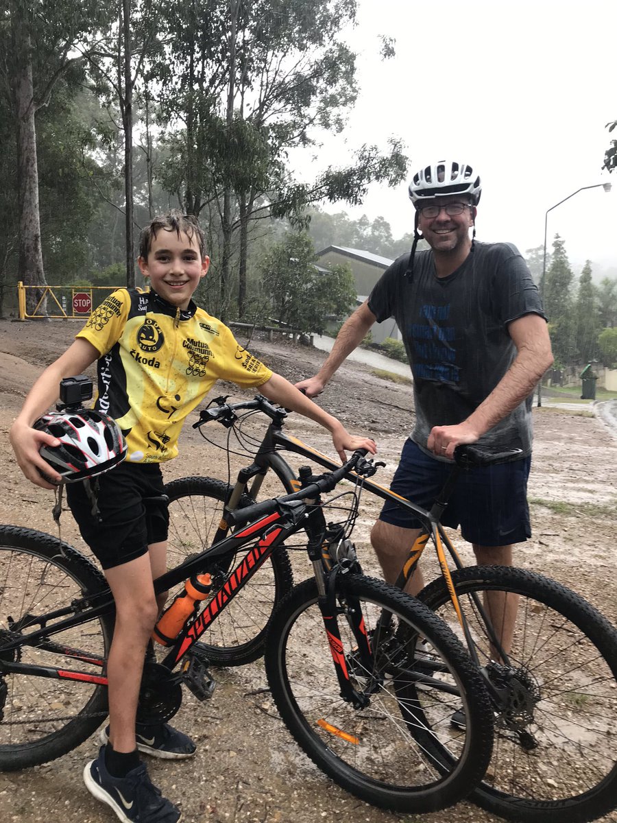 AntoBeck's tweet photo. I’m #wrecked but not as much as the 10 year old boy! #stillgot it #Ian specialised #mountainbiking #cootha #rainstorm https://t.co/KGuiJ3QUTr