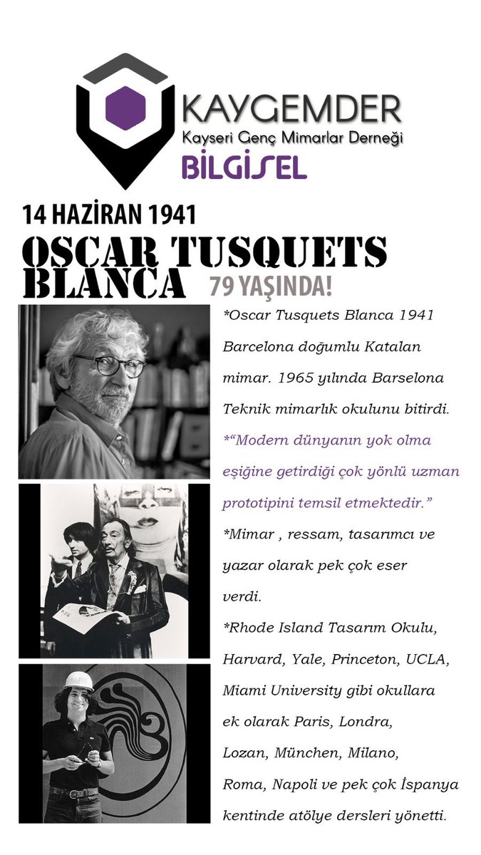 kaygemder's tweet photo. Bilgisel paylaşımlarımızda bugün: Oscar Tusquets Blanca 79 yaşında! #kaygemder #bilgisel #oscartusquetsblanca #14haziran1941 https://t.co/seeYlcnFFK