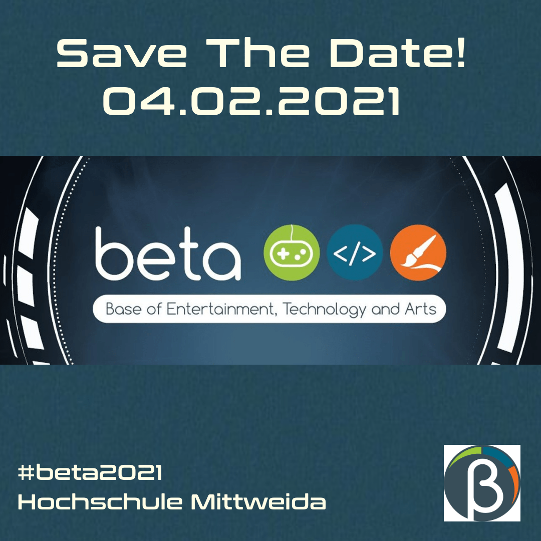 betaMittweida's tweet photo. Das offizielle Datum für die #beta2021 steht! Am 04.02.2021 ist es soweit und die Studenten des Studiengangs Medieninformatik und interaktives Entertainment stellen ihr diesjähriges Spiel vor. Seid dabei, wir freuen uns auf euch!
#savethedate #event #gamedev #gamedesign https://t.co/qp2y0rjzaZ