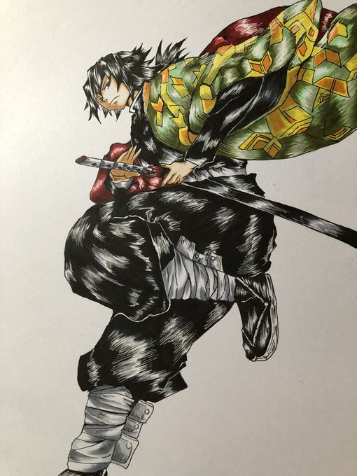 @tanimarumillionさんがTwitterに投稿した冨岡義勇(鬼滅の刃)のイラスト。