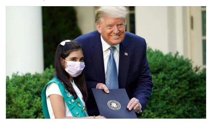 Pakistan demands Peace 

WhiteHouse honours US based Pakistani Girl-Scout
US President DonaldTrump and USFirstLady MelaniaTrump have honoured a 10-year-old Pakistani girl Laila Khan among the COVID19 crisis heroes for helping people on the frontlines

#PakistanVowsPeace