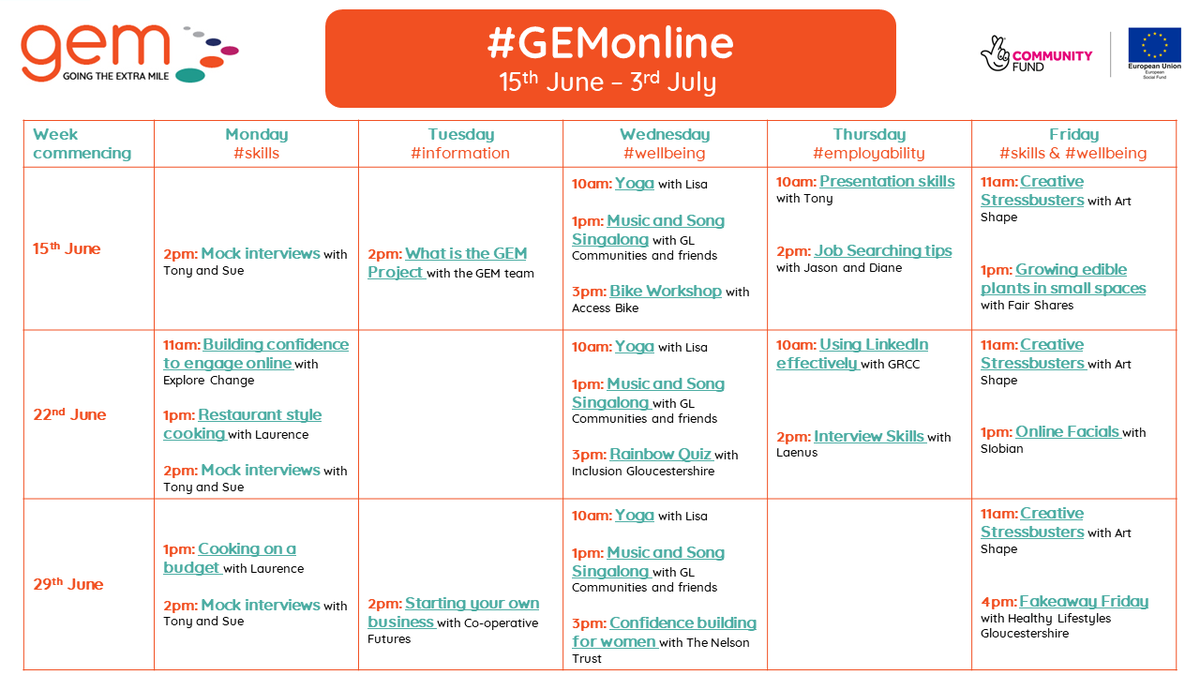The GEM Project have refreshed their #GEMOnline programme which is open ...