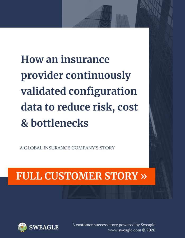 SweagleConfig's tweet photo. This reinsurer automates deployments using configuration data files auto-generated (and validated) by Sweagle. Read about their configuration data success story here: 👉🏽 https://t.co/cuBhVVVVKS 
#insurtech #casestudy #technews #CICD #Azure #DevOps #IaC https://t.co/eYLNI4UU1J