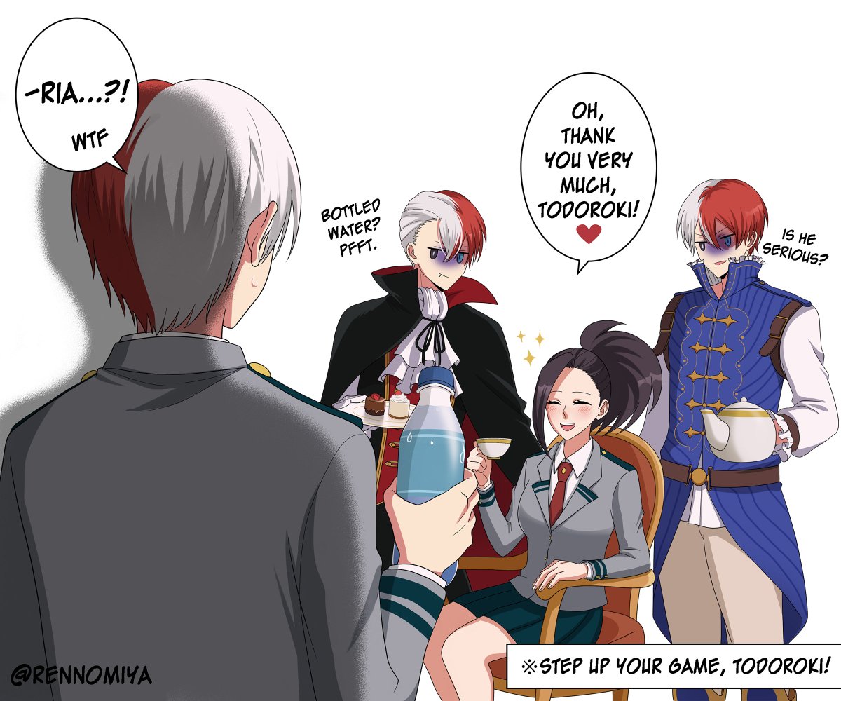 After training, Momo returned after changing back into her uniform and found herself being pampered by two Todorokis from different dimensions.

#todomomo #轟百 