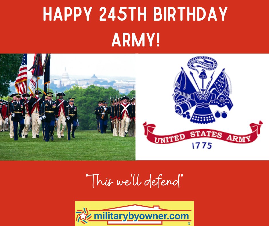 militarybyowner's tweet photo. Today we celebrate the 245th Birthday of the oldest branch of the United States Armed Forces. We thank you and celebrate the Army! #armybd #army https://t.co/Akgwyycb8V