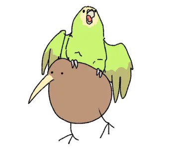 カカポに求愛されるキーウィ 