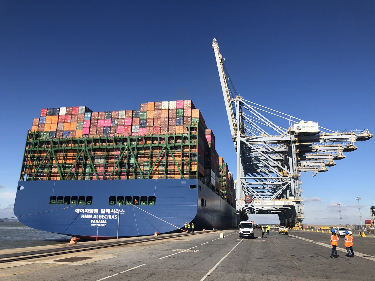 The worlds largest container vessel HMM Algeciras berthing <a href="/DPWorldUK/">DP World - UK</a> London Gateway <a href="/LondonPortAuth/">Port of London Authority</a> <a href="/BBCEssex/">BBC Essex</a> <a href="/SkyNewsBreak/">Sky News Breaking</a> <a href="/bbc5live/">BBC Radio 5 Live</a> <a href="/DP_World/">DP World</a> <a href="/ShippingTV/">Shipping TV</a>