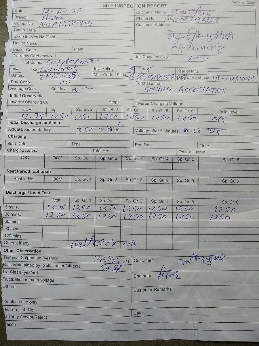 ANKURSI40336651's tweet photo. @ExideCare My battery is not giving the proper backup.Whose complain I had done on thursday. My compaint - NUP1230541. Service provider was come but only by doing formality. please help me and provide the proper service. #Exide #ExideService #BatteryService #ExideCare #Service https://t.co/ppWUb3J4SV