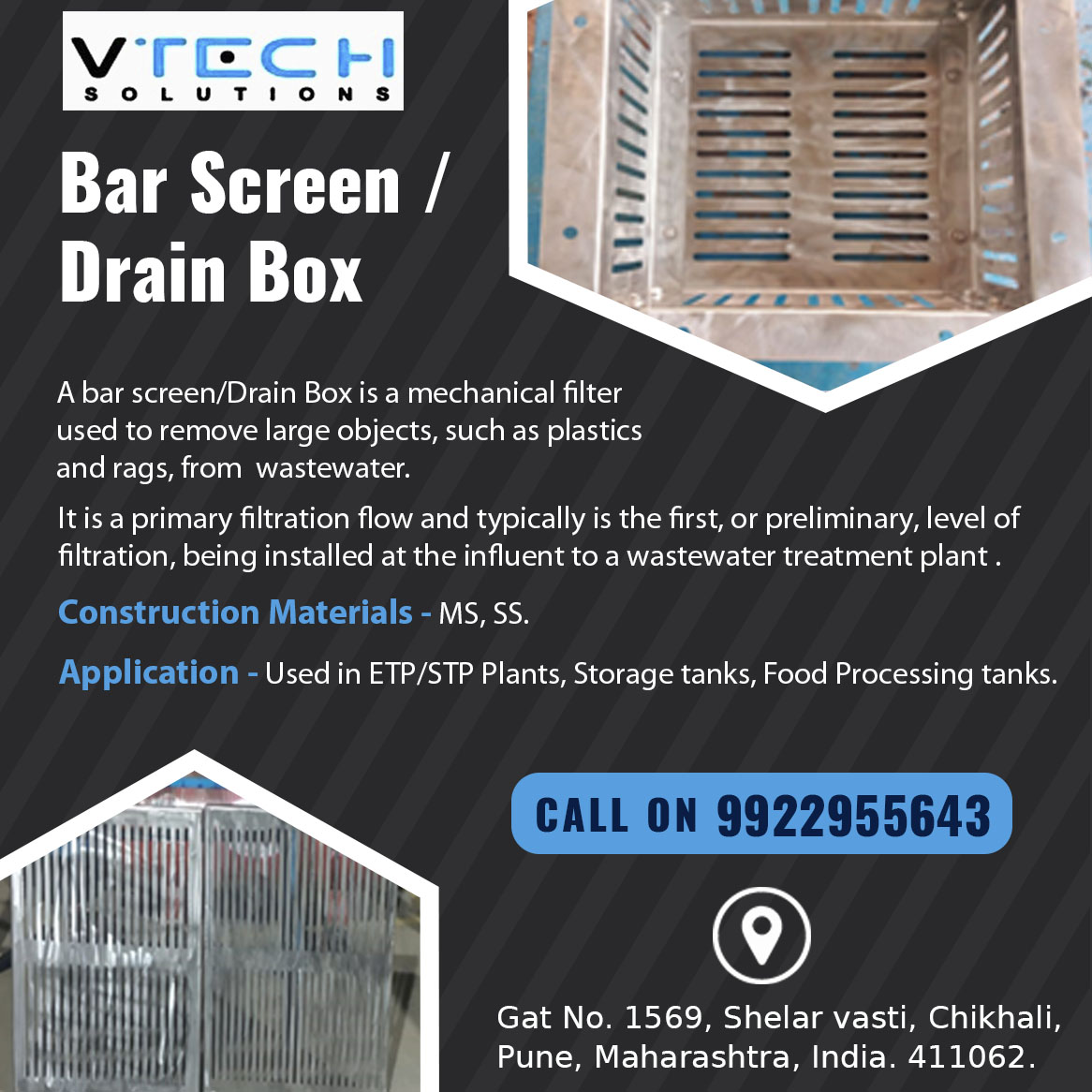 SolutionsVtech's tweet image. Bar Screen / Drain Box is a VTech Product.

For free Enquiry Call Us on 9922955643
info@vtechsolutionsindia.com
vtechsolutionsindia.com

#VtechSolutions #Pune #engineeringvalue #engineeringprojects