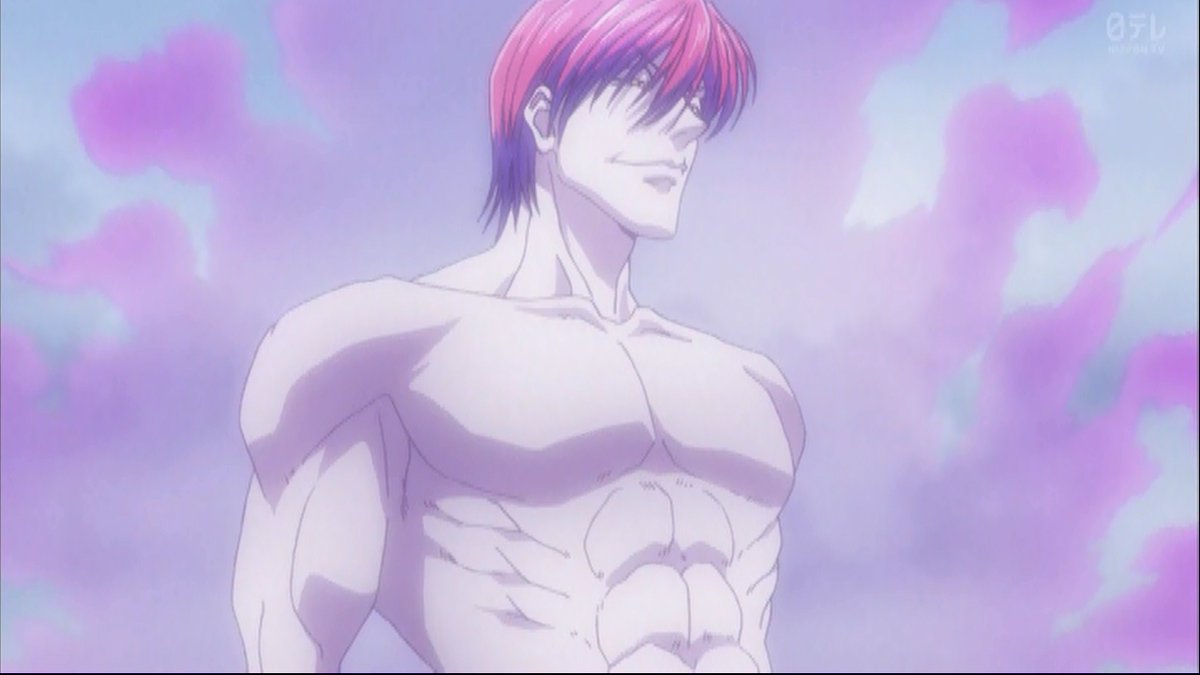 嘲笑のひよこ すすき ヒソカのちんちんがそそり立つシーン 原作だと吹き出しの位置でうまく表現していたけれど アニメではさすがに無理でした そしてビスケちゃまの目がｗｗｗ Hunterhunter Hxh ハンター ハンターハンター