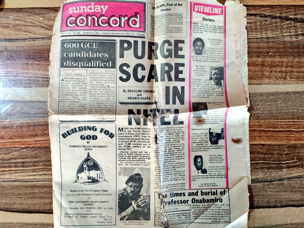 - Sunday Concord newspaper from 1985.- 1979 Constitution of Nigeria (Purchased for One naira).- Map of Nigeria as at 1985 (Containing Old Imo state, Bendel State & Gongola State)- Federal highway code of Nigeria (1972).