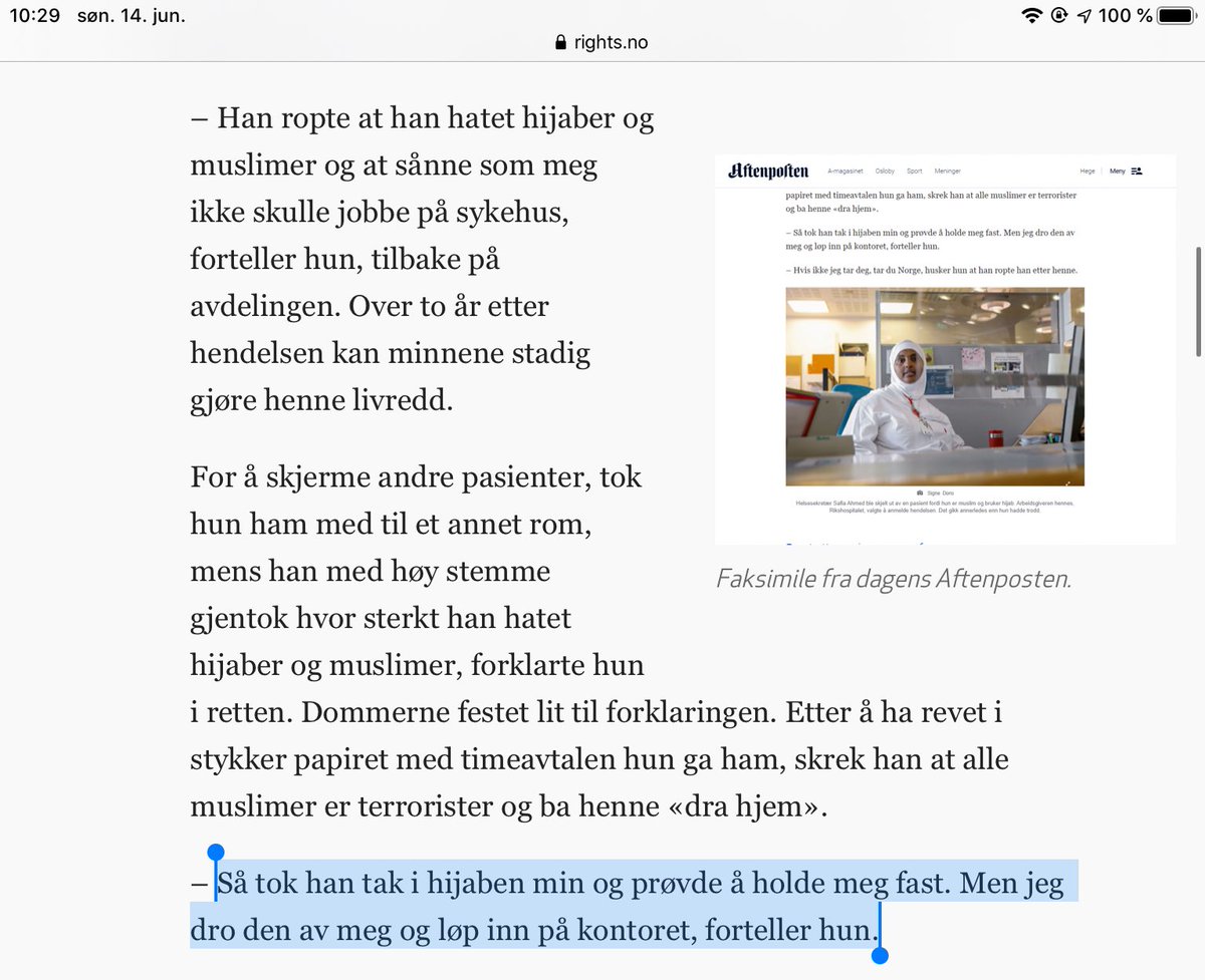 periferien_'s tweet photo. Dette er ganske utrolig: en stortingsrepresentant uttaler til en muslimfiendtlig blogg at når en sykepleier med hijab utsettes for trakassering og vold er det i grunn hennes egen skyld

(Han unngår selvsagt å nevne volden, enklere slik sikkert...) https://t.co/zA1auxr1yP