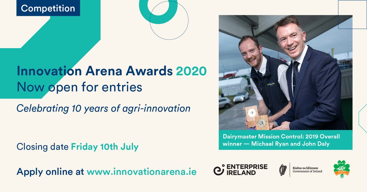 Calling all Irish agri-companies with an innovative product or service. 
Enterprise Ireland's Innovation Arena Awards 2020 are open for online entries. Find out more here: ow.ly/Maf850A67wu