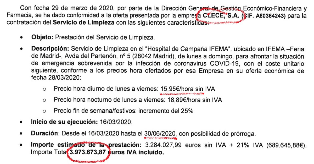 Lord_Rorschach's tweet photo. Parece que "el milagro de IFEMA" nos sigue costando dinero a los españoles, pese a estar cerrado

La empresa de Florentino Pérez tiene un contrato hasta el 30 de Junio por limpiarlo

Casi 2 meses "limpiando" estando cerrado 🤔

A ver si Isabel Díaz Ayuso da alguna explicación... https://t.co/7HqiQ424hR