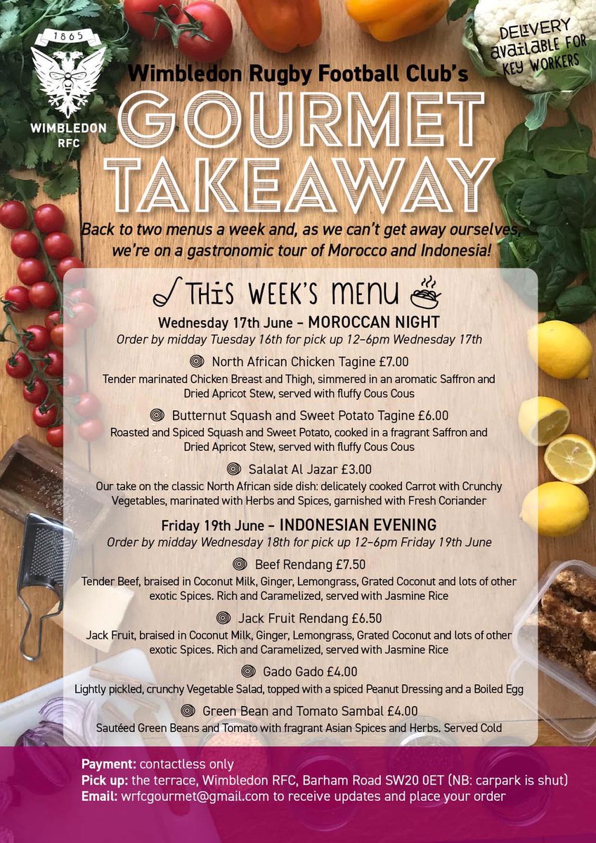 wrfcgourmet's tweet photo. This week at WRFCgourmet we are travelling to Morocco and Indonesia! WRFCgourmet@gmail.com to order! https://t.co/f6ZckXBU2X