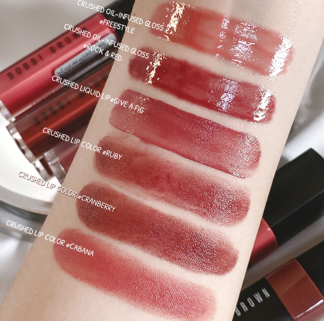Hamkdy_'s tweet photo. เอาลิป @BobbiBrown_TH ตระกูล Cruched สีดังๆฮิตๆมาปาดให้ดูค่า เป็นโทนแดง🥀 ที่ทาจริงจะไม่แดงมาก ออกระเรื่อๆมากกว่า แท็บเบาๆแล้วได้ความmlbb บอกเลยว่าสวยทุกสี!! คัดมาแล้ว เด็ดจริง https://t.co/Oq3jEP3a8D