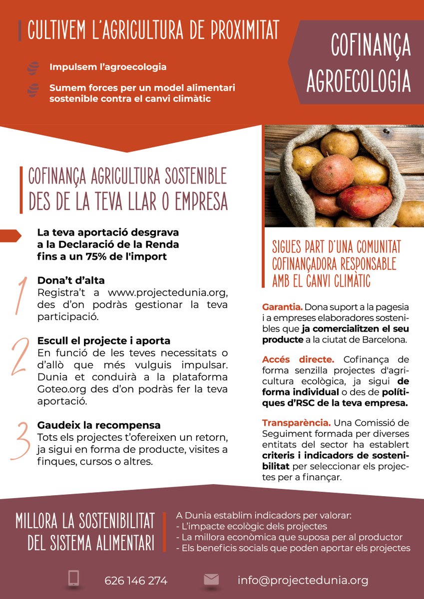 📢Atenció!!🍅Aquesta setmana arrenquen les campanyes de <a href="/projecteDunia/">Dunia agricultura sostenible</a> #microfinançament #agroecologia Consulteu el web projectedunia.org i registreu-vos per estar al dia del que passa al camp i dels projectes que volen ser més sostenibles🌍ecològicament, econòmica i social