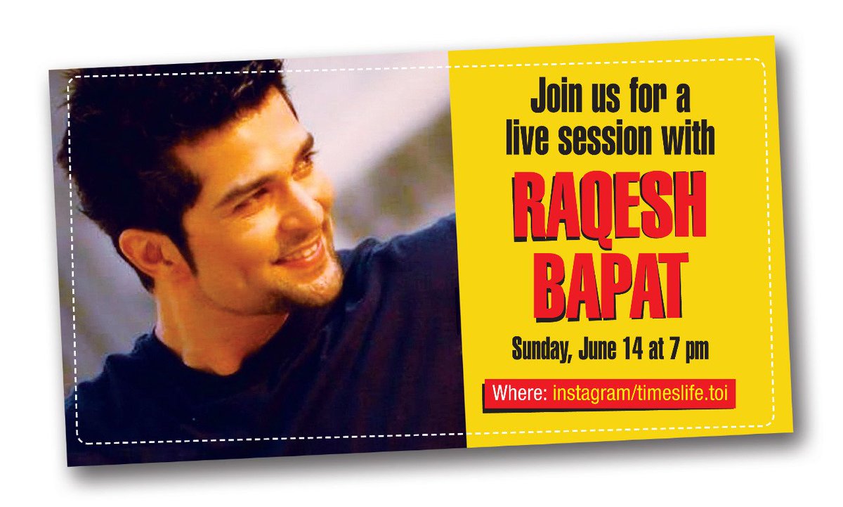 DelhiTimesTweet's tweet photo. Catch actor @RaQesh19 for a live session on the #TimesLife instagram handle at 7pm today
#RaqeshBapat #QnA #InstaLive https://t.co/M8dRfWZTSg
