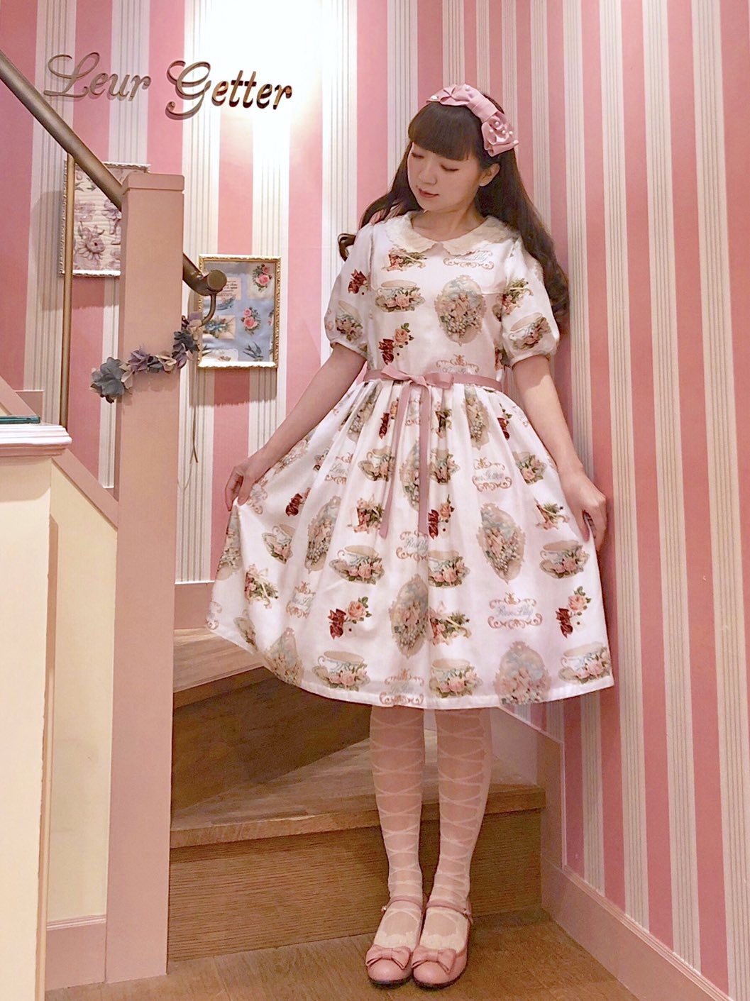 ご注意ください ルルゲッタ Raffle Rose 袖付ワンピース グリーン