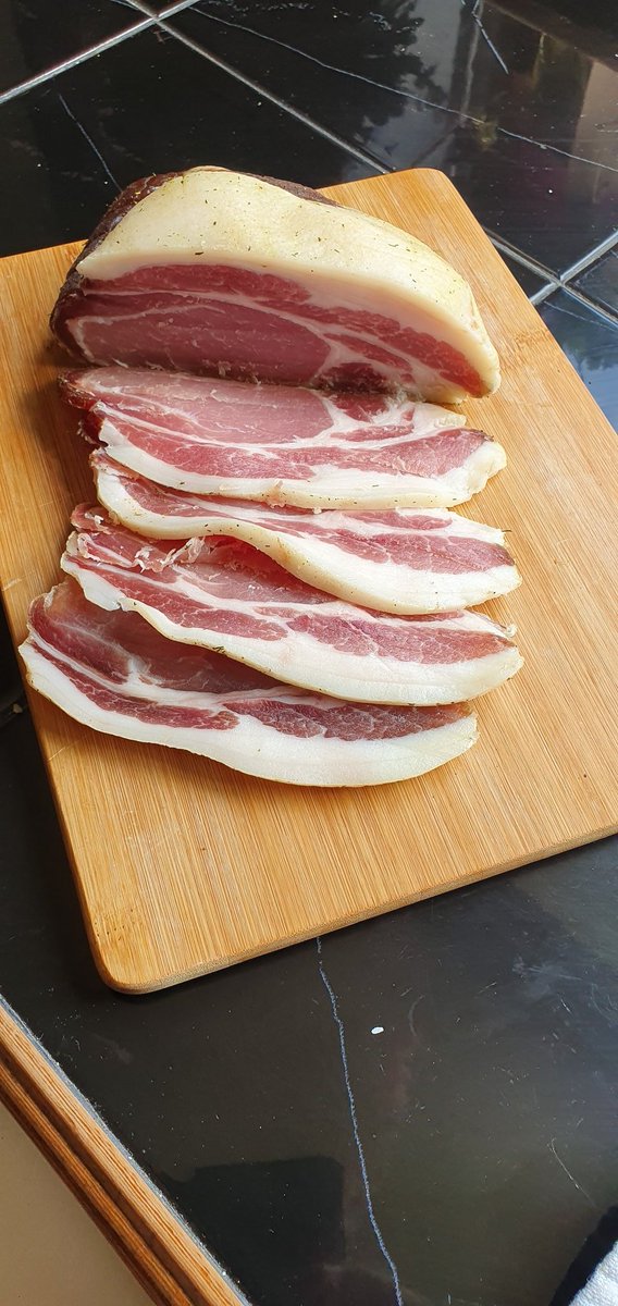 <a href="/lambposts/">Steven Lamb</a> <a href="/rivercottage/">River Cottage</a> <a href="/HughFW/">Hugh Fearnley-Whittingstall</a> gave the home cured bacon a go! It's about to hit the skillet 👍
