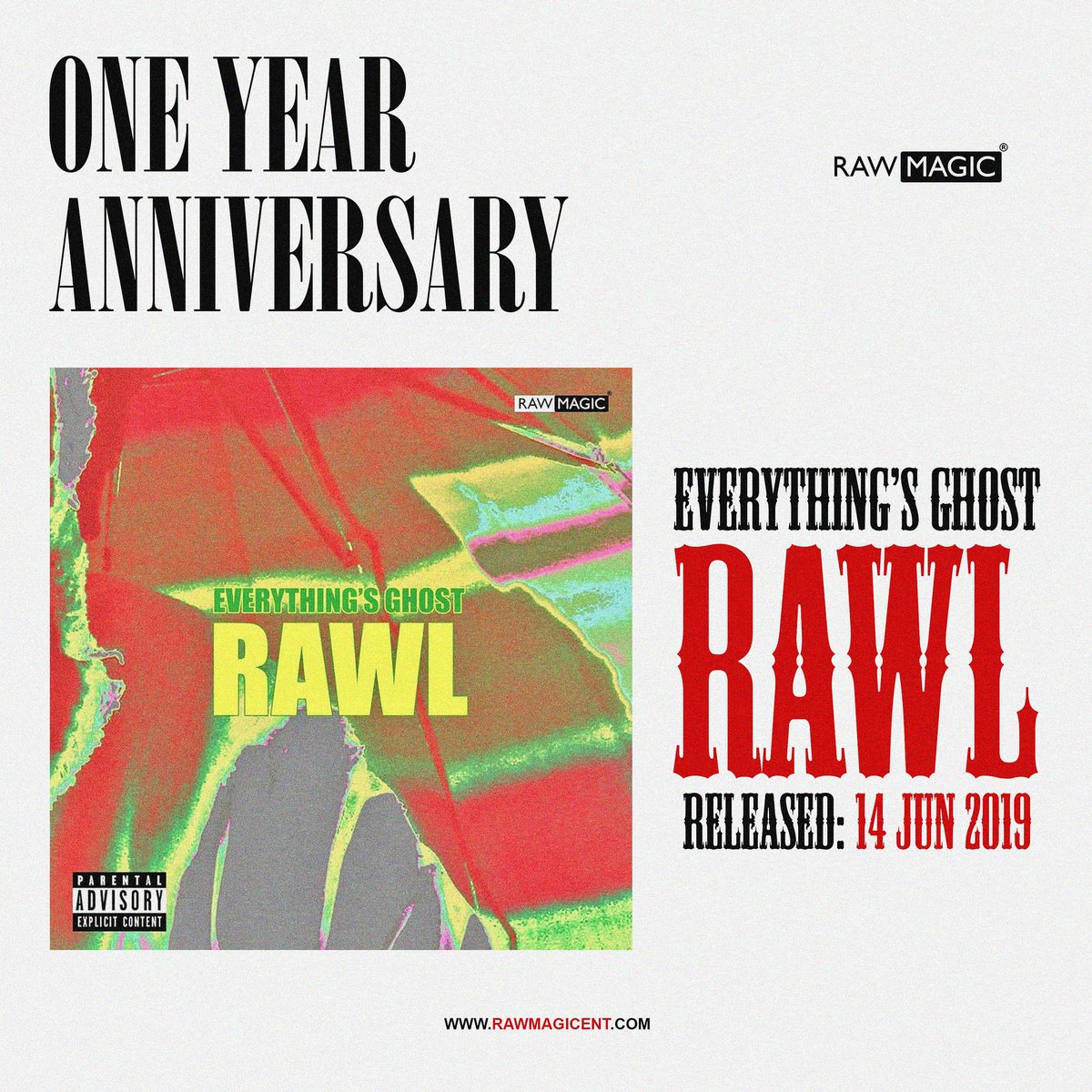 rawmagicent's tweet photo. A year ago today, @everyghostgoes released his second EP titled #RAWL on all platforms worldwide! Please check it out if you haven't and show him love!! 1️⃣❤️
SL - https://t.co/sygTUISf8n https://t.co/C2wfcefgzN
