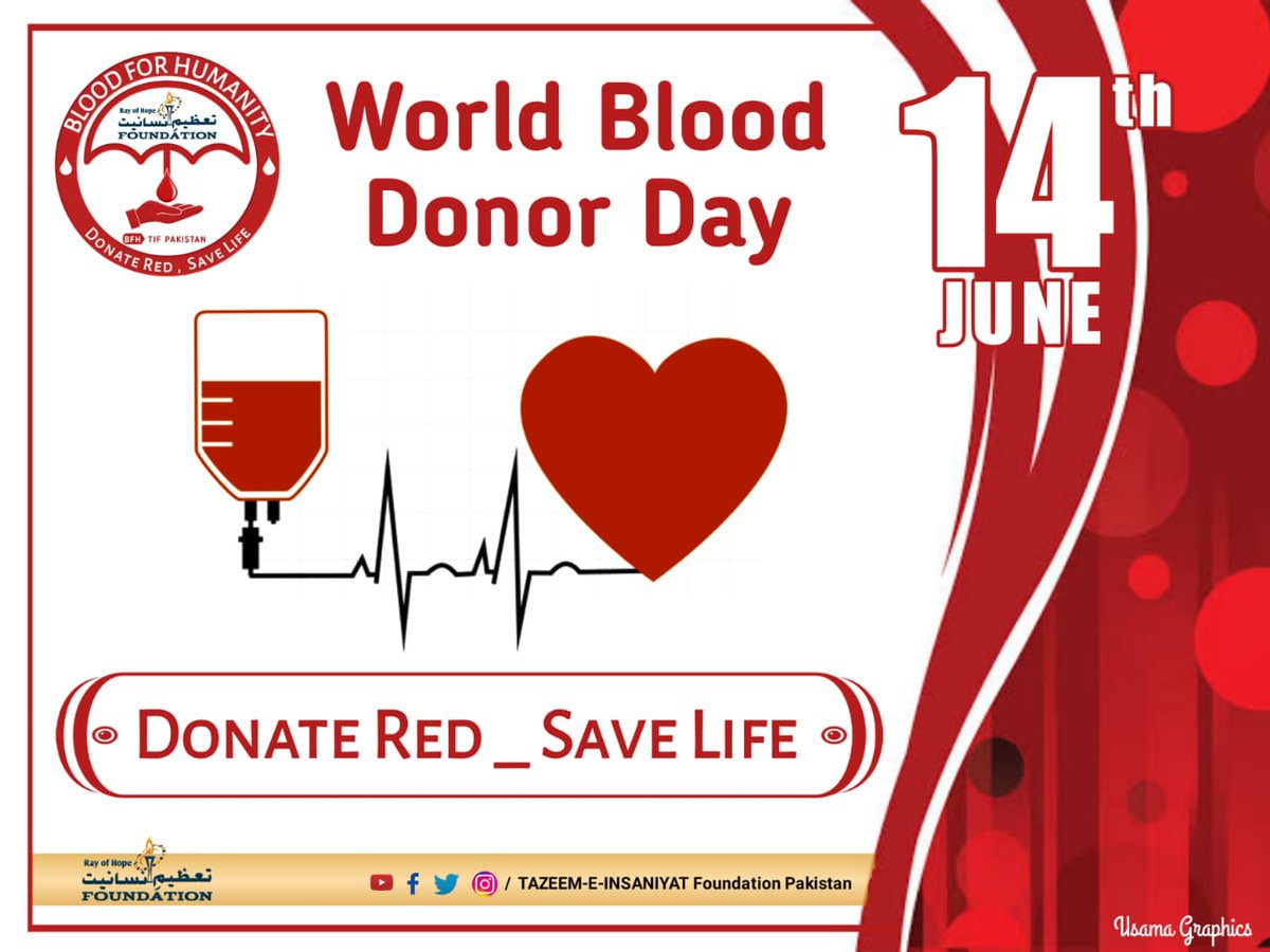 PakistanTif's tweet photo. Your decision to donate blood can save lives.
You can usually give blood if you are in good health, 18-65 years old, weign atleast 50kg.
Be the reason that someone gets to live a life.
#TIFPakistan #BeTIFBeProud
#WorldBloodDonorDay

Follow us on Facebook:
https://t.co/QHy5KcEcpu https://t.co/KpyhSnBgVh