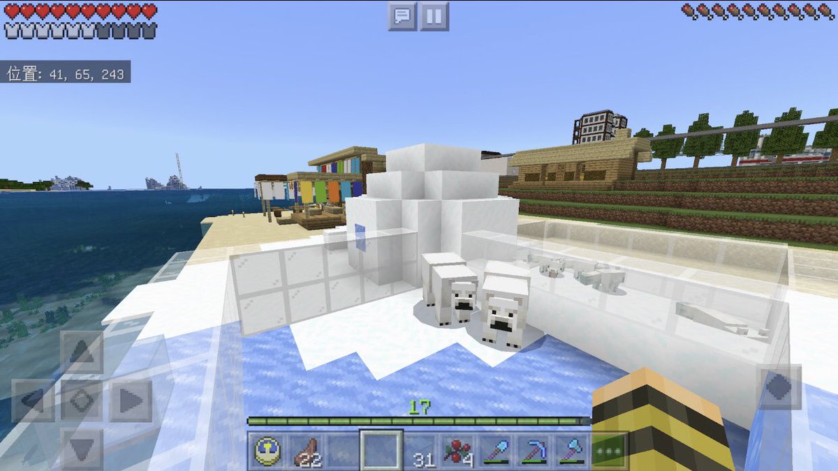 アンジー イグルーを拠点の 海の家 の横に持って帰ってきました 夏と冬 オオカミは海の家の店番を 白いキツネとシロクマはイグルーのそばで生活を いつかおうち作ります ੭ ੭ｳｪｲ Minecraft マイクラ マイクラ マインクラフト 海の家