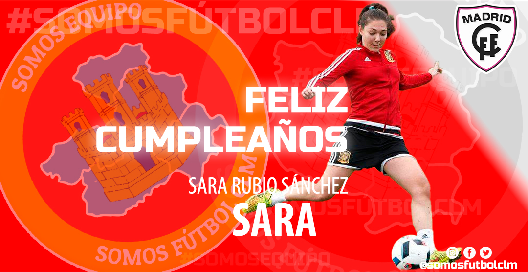 🎂 CUMPLEAÑOS | Un tirón de orejas para ...
·
👤 Sara Rubio Sánchez, "Sara" (<a href="/sararubio080/">Sara Rubio</a>)
⚽ Madrid CFF, <a href="/MadridCFF/">Madrid CFF</a>
🏠 Gamonal (Toledo)
·
¡Disfruta de tu día 🎉👏🏻!
·
#SomosFútbolCLM #FelizCumpleaños