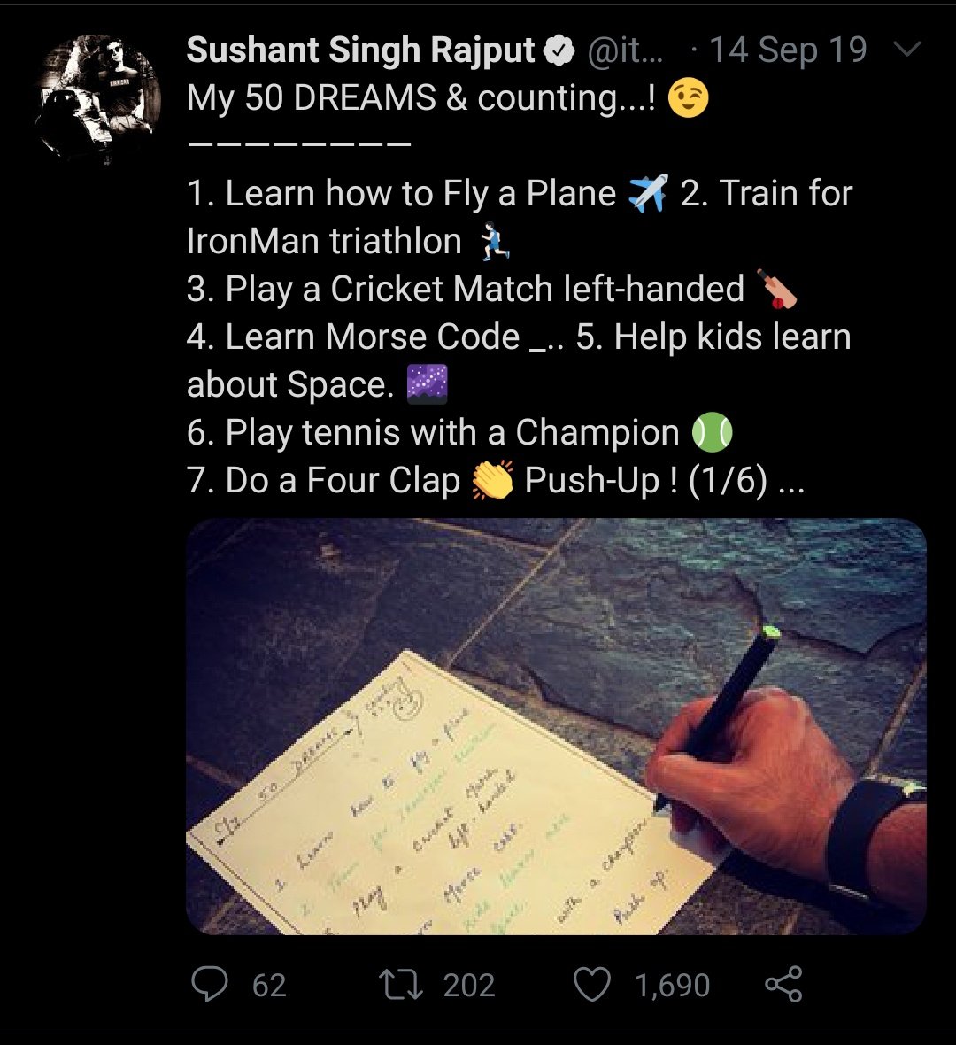 KagisoJii's tweet photo. He has so much unique dreams 

💕Most of them related to science and technology... 

💕Follower of Swami vivekananda... 

💕Sports and fitness freek... 

💕social worker 

#SushantSinghRajput  😢😭🙏 https://t.co/kWDBcywKvI