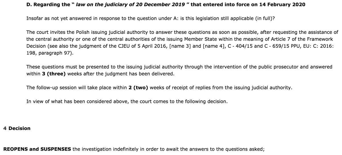ProfPech's tweet photo. #RuleofLaw breakdown in #Poland: Dutch Court may finally be ready to stop extraditions to Poland in light i.a. of muzzle law of 14 Feb 2019 &amp; (not complied with) ECJ order of 8 April 2020: https://t.co/2KpzygzWjV

For time being one last chance for PL authorities to answer Qs https://t.co/GB9IaIJKpS