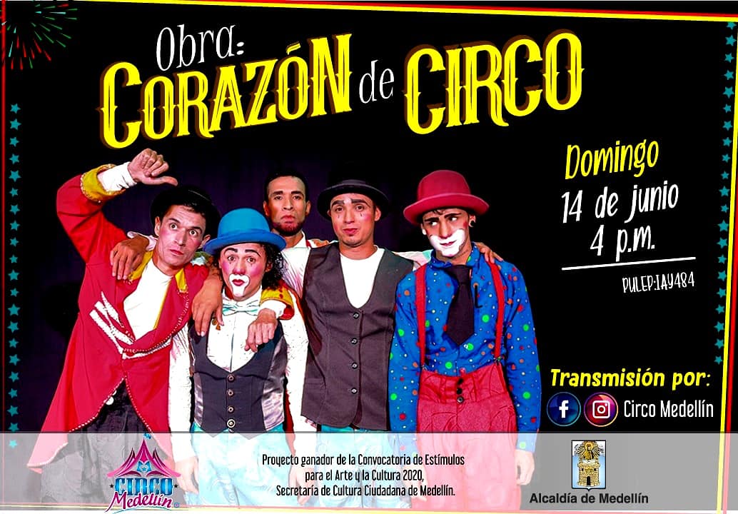 ¡HOY domingo 14 de junio  disfruta en familia de la obra Corazón de Circo 🎪🤹‍♀️🤡 !  #SalasAbiertas2020
➡️ TRANSMISIÓN POR: IGTV Y FACEBOOK ⬅️
.
.
.
#humor #programacionvirtual
#virtualidad #circomedellin #circocolombia #medellin #planvirtual #planfamiliar #planparaniños #domingo
