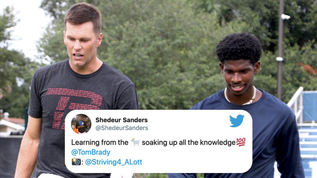 Tom Brady and Shedeur Sanders, son of Deion Sanders, put some work in on Saturday.

Sanders is an ESPN four-star QB entering his senior season at Trinity Christian School in Cedar Hill, Texas.

(via <a href="/ShedeurSanders/">Shedeur Sanders</a>, <a href="/Striving4_ALott/">Country Lott!!</a>)