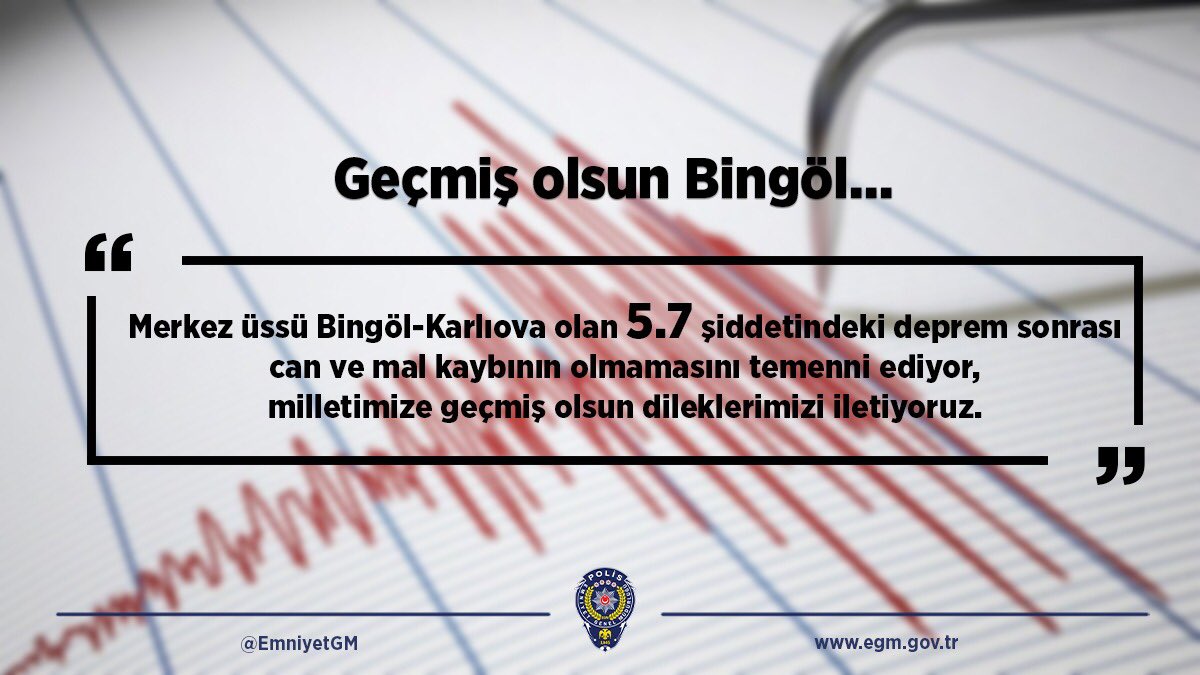 Geçmiş olsun Bingöl... Her zaman olduğu gibi milletimizin yanındayız🇹🇷