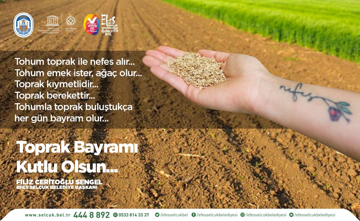 EfesGenclik's tweet photo. Tohum toprak ile nefes alır... Tohum emek ister, ağaç olur... Toprak kıymetlidir... Toprak berekettir... Tohumla toprak buluştukça her gün bayram olur... #ToprakBayramıKutluOlsun 
 #TümTürkiyeEksin #EfesTarlası #TohumMerkezi #TohumMüzesi #toprak #efesselçuk @filizceritoglu https://t.co/gZd1OapYgo