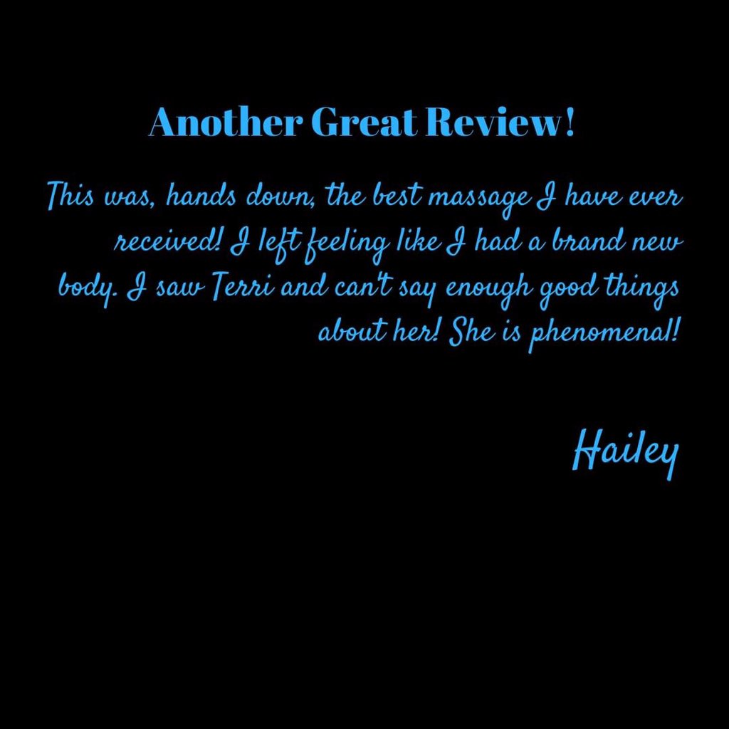 CalmingHandsmw's tweet photo. Terri Alessi Edmiston received this terrific review in just her second day with our team. Her schedule is full today but you can book with her for a future appointment by visiting https://t.co/PxEWveYbsT https://t.co/DEpoXSWa5l