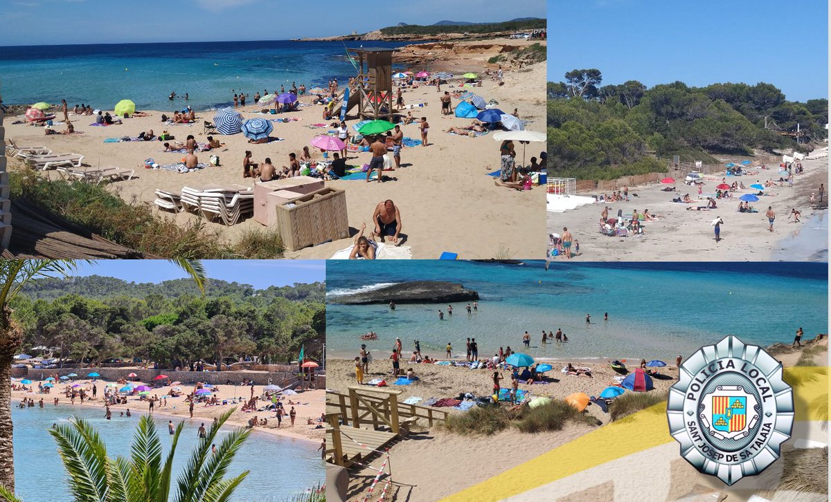 PoliciaStJosep's tweet photo. Un 1️⃣0️⃣ para todos, playas 🏖️ con gente 🏊♀️ pero respetando las distancias de seguridad 😀-2m- 😀, sólo podemos decir...#EsteVirusLoParamosUnidos 👏👏👏👏👏
#SantJosepSeguro #PolicíaLocalSantJosep #Servicio092 https://t.co/FCEIBsC18p