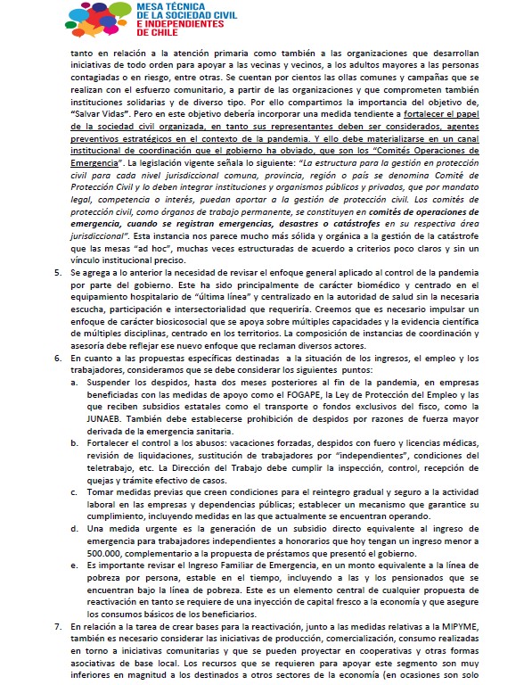ChileCosoc's tweet photo. Declaración de Mesa Técnica de Sociedad Civil @MesaCivil , de la cual ChileCosoc forma parte, sobre la propuesta "Acuerdo Marco Para Frenar La Pandemia y Crear Las Bases Para La Reactivación" https://t.co/bVzVC9ndLz