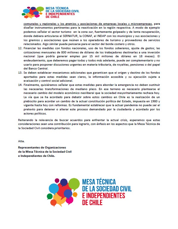 Declaración de Mesa Técnica de Sociedad Civil <a href="/MesaCivil/">Mesa de la Sociedad Civil e Independientes</a> , de la cual ChileCosoc forma parte, sobre la propuesta "Acuerdo Marco Para Frenar La Pandemia y Crear Las Bases Para La Reactivación"