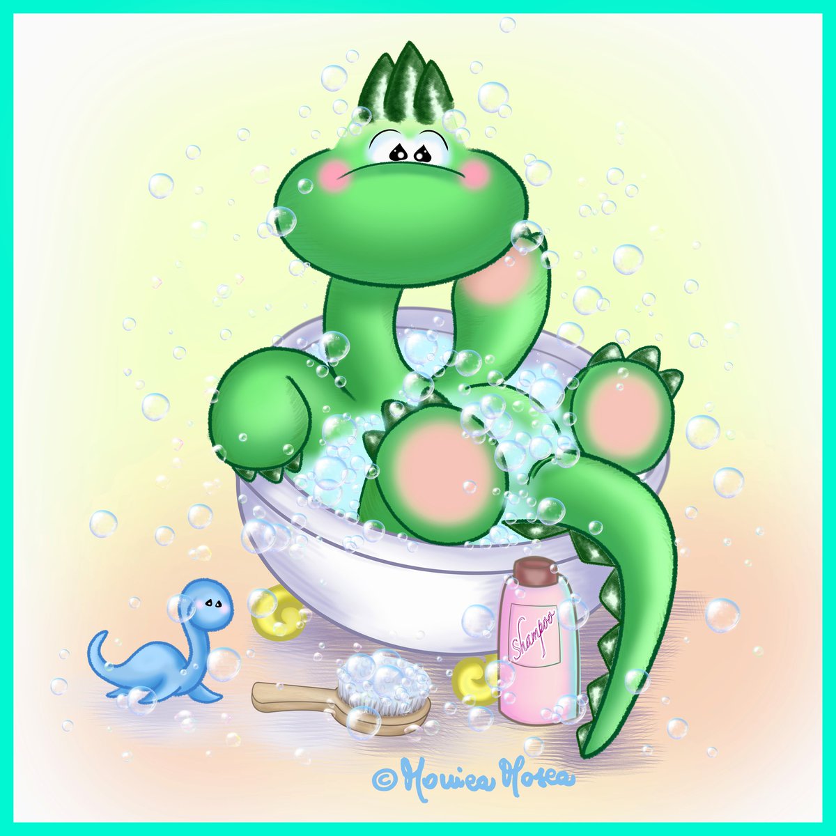 What's better than a refreshing and perfumed bath surrounded by a thousand soap bubbles?
#Bubbolo🦕
#BubboloTheDinoPet #cuteart #cutedinosaur #soapbubbles #originalart #digitalart @clipstudioofficial @wacom #kawaiiart #かわいいアート #かわいい恐竜 #恐竜 #cutenessoverload