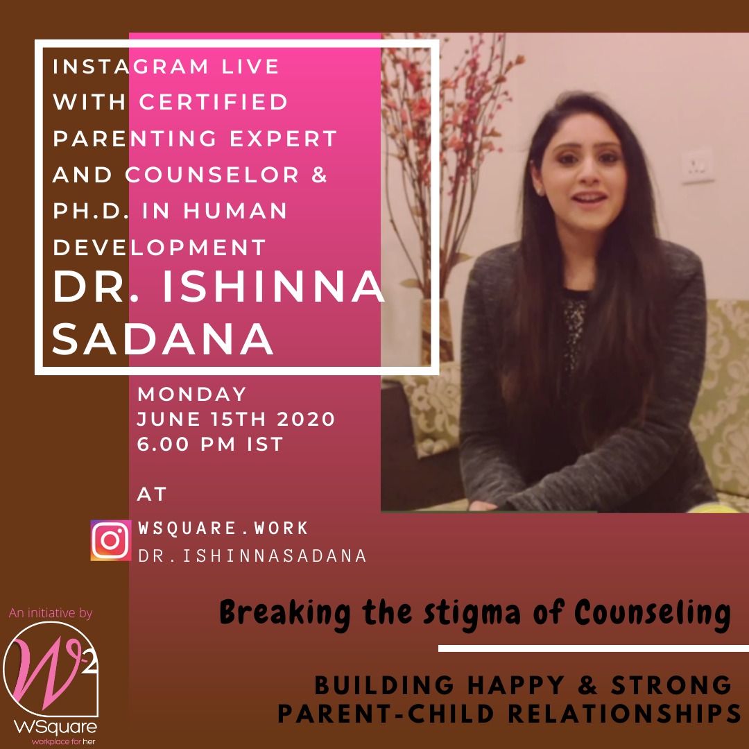 wsquare_work's tweet photo. Join us on June 15th, Tomorrow at 6pm, for an Instagram Live Session with Certified Parenting Expert &amp; Counsellor, Ph.D in Human Development Holder- Dr.Ishinna Sadana . 

#Mentalhealth #WSquare #Workplaceforher #Parentingexpert #Counsellor #MentalHealthMatters https://t.co/KbU2ojCyEO
