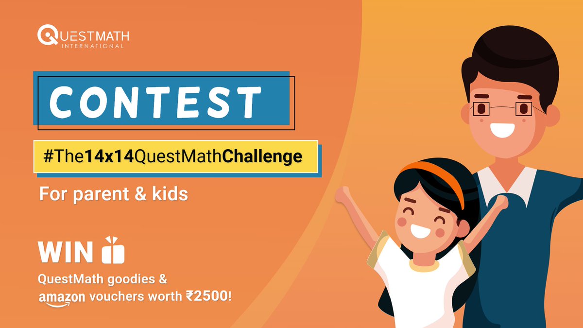 questmath's tweet photo. #ContestAlert - Hereโs a challenge for all parents & children
1.Record a video of you & your child reciting table of 14. Till 14x14 - in ONE FLOW!
2.Share the video in the comments/post on your wall with #The14x14QuestMathChallenge and tag @questmath
3. Tag 3 of your friends https://t.co/krdFpHClu2