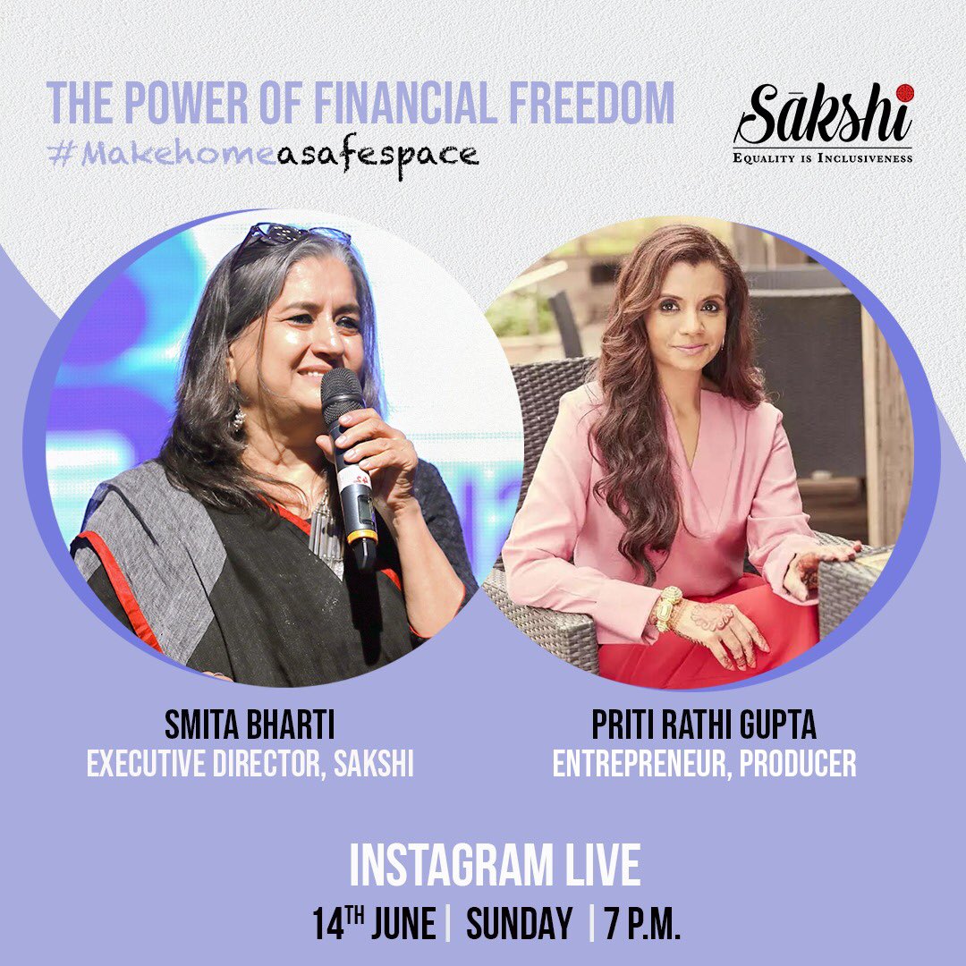 Catch these two awe-inspiring women #PritiRathiGupta and #SmitaBharti on an Instagram LIVE session about the ‘Power of Financial Freedom’ this evening at 7:00PM on the Sakshi and @LXMEofficial #Instagram Page