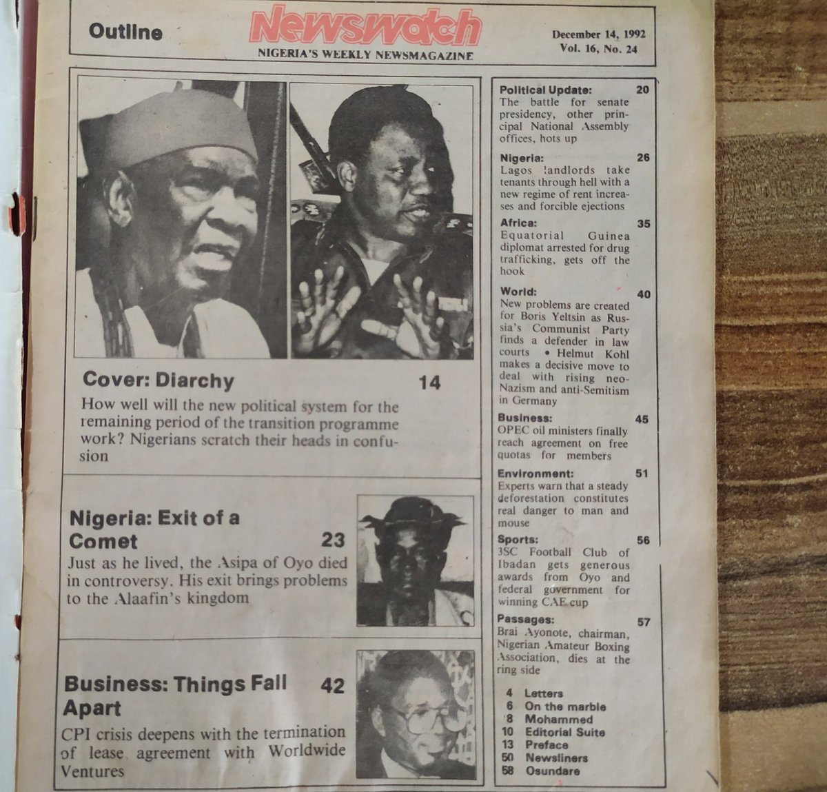Newswatch and Citizen were the anchors for many in the military era. They were unbiased reports of truth found by dilligent investigative reporting. These are from 1992. The one with Gen. Abdulsalami on the cover is from 1998.